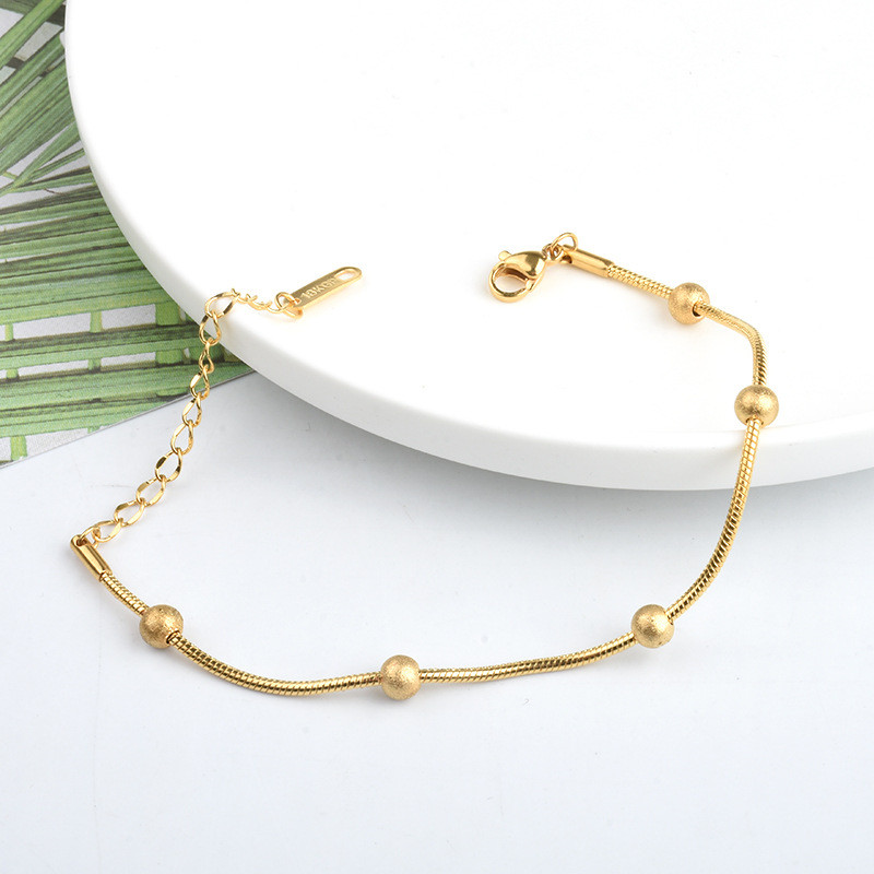 Japanese and Korean Minimalist INS Style High-End Titanium Steel Bead Bracelet for Women, Niche Solid Steel Bead Design Bead Bracelet