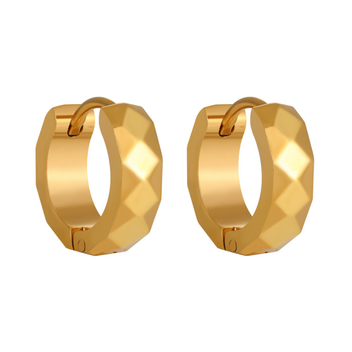 New Niche Korean Ins Minimalist Rhombus Face Batch Flower Ear Buckle Fashion Personality High Sense Titanium Steel Ea...