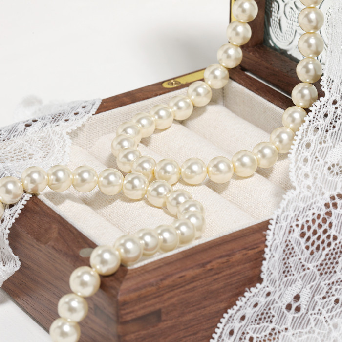 Shijia Pearl Necklace Niche Design Ins Style Elegant Light Luxury French Retro Braided OT Buckle High-end Clavicle Chain