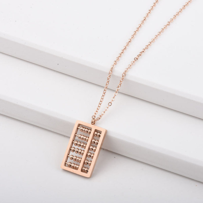 Chinese Style Wealth-Attracting Lucky Abacus Titanium Steel Necklace Electroplated 24K Gold Elegant Versatile Personality Collarbone Chain