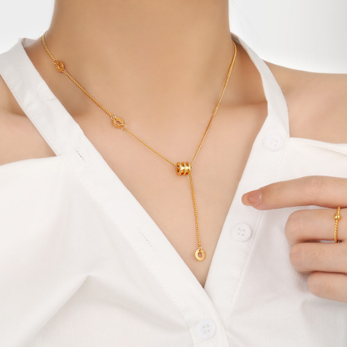 Korean Style Light Luxury Niche Ins Tassel Loop Small Waist Necklace for Women Fashion Simple Personality Titanium Steel Collarbone Chain