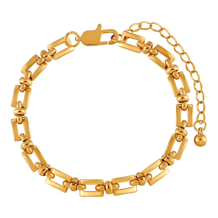 INS Style Minimalist High-End Design Personality Coffee Bean Bracelet Thick Fashion Trend Gold Plated Titanium Steel...