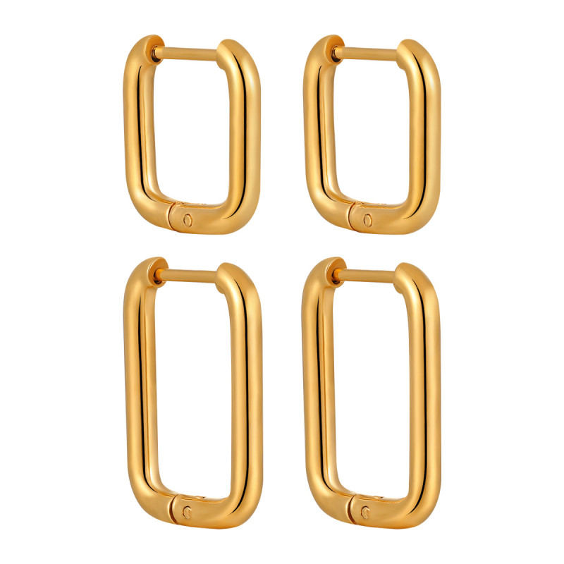 European and American Cross-Border Niche Geometric Square Earrings INS Fashion Layered Gold-Plated Fashion High-End Titanium Steel Earrings for Women