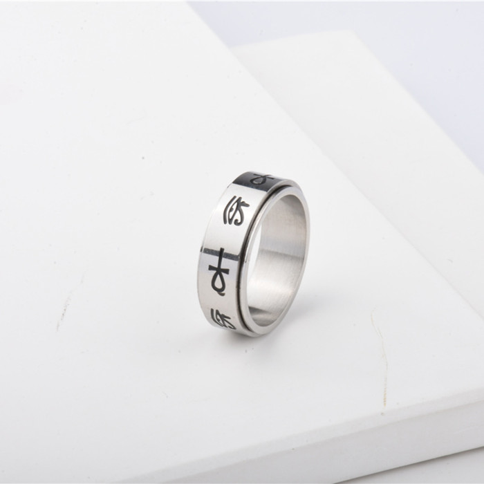 Eye of Horus Rotatable Ring European and American Trend Ins Ring Cross Simple Style Niche Design Tail Ring