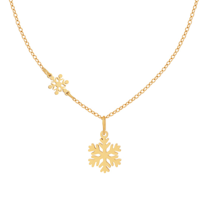 Korean Style New Ins Niche High-End Fashion Versatile Matte Double Snowflake Necklace Bracelet Women Titanium Steel J...