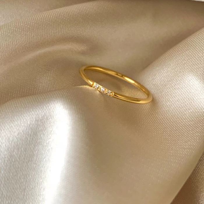 Korean Style INS Minimalist Luxury Plain Band Ring CNC White Shell Inlaid Stone Niche Design Personality Women's Ring Band