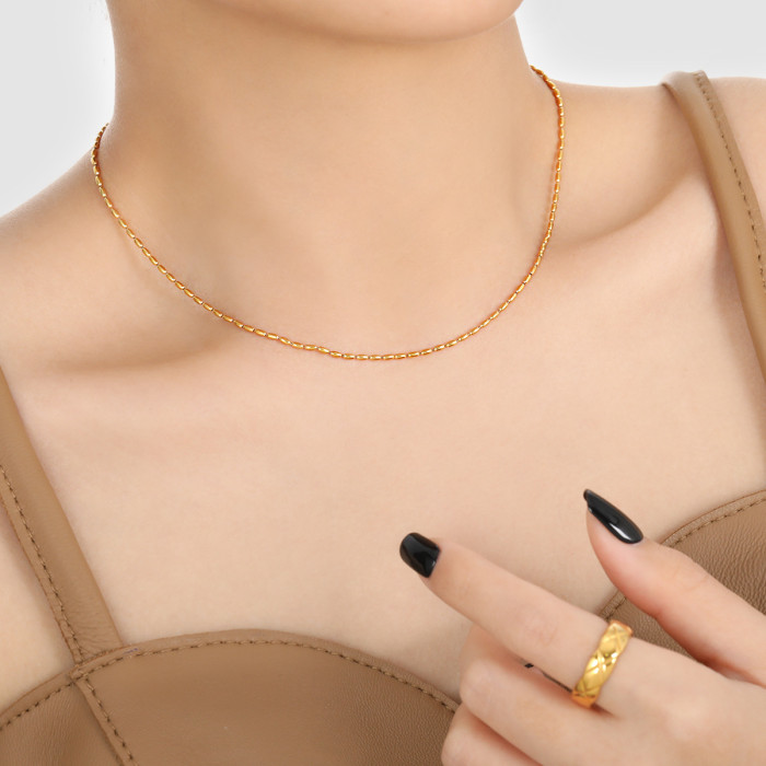 Fashion New Titanium Steel Stainless Steel Flat O-Chain Snake Bone Chain Wave Bead Chain Sunflower Chain Clip Bead Interbead Collarbone Chain