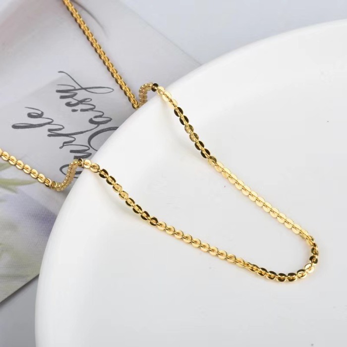 Titanium Steel Non-Fading O-Chain Women Korean Ins Personality Simple Oval Necklace Plain Chain Clavicle Chain Access...
