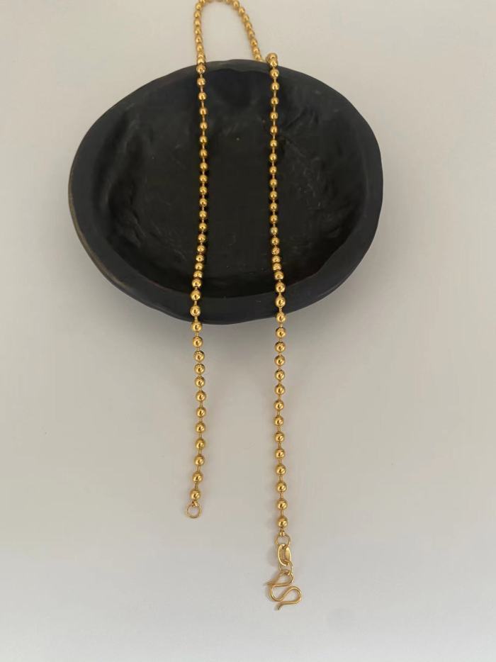 Sunflower Chain Side Pressed Light Chain Electroplated 24K Gold Titanium Steel M Buckle Design Bare Chain Starry Sky Chain Bead Necklace
