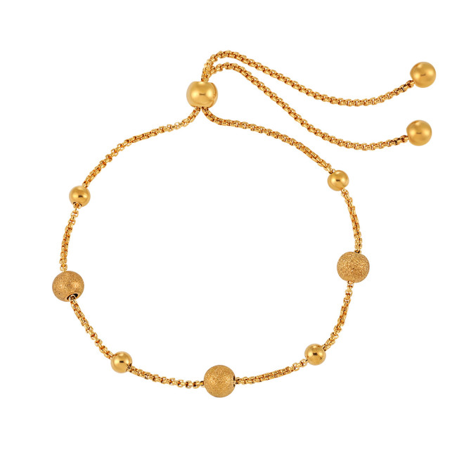 European and American Fashion New Niche Pull-out Matte Bead Bracelet Personality Versatile Gold-plated Titanium Steel High-end Jewelry