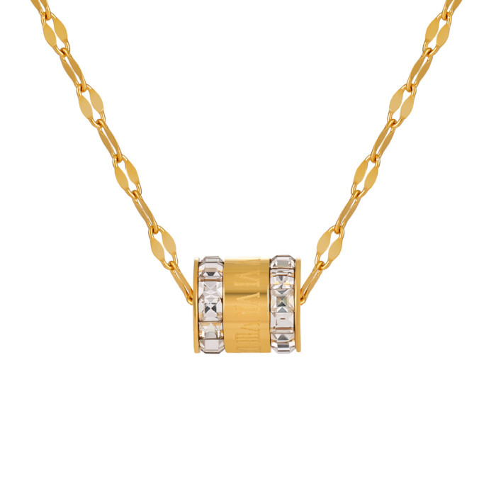 Korean Fashion New Niche Double Row Diamond Roman Numeral Necklace Personality Versatile Gold-Plated Non-Fading Collarbone Choker
