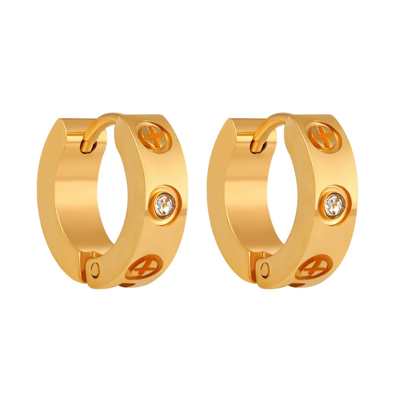 Korean Style Ins Light Luxury Niche Kajia LOVE Diamond-Encrusted Earrings Women's Fashion Personality Gold-Plated High-End Sense Ear Buckle