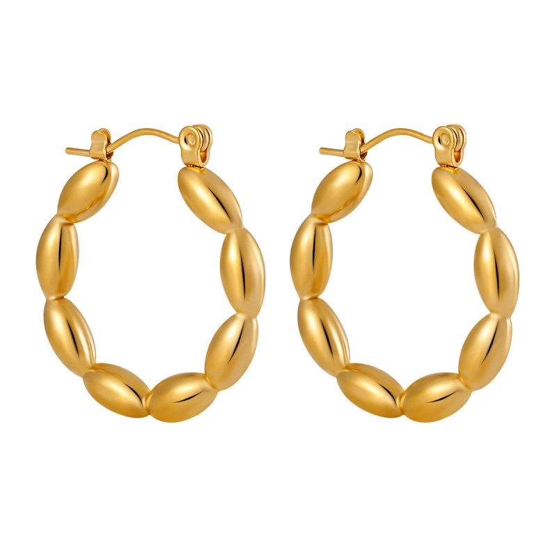 European and American Fashion Cross-Border New Niche Geometric Bead Earrings for Women, Personalized Gold-Plated High-End Titanium Steel Earrings