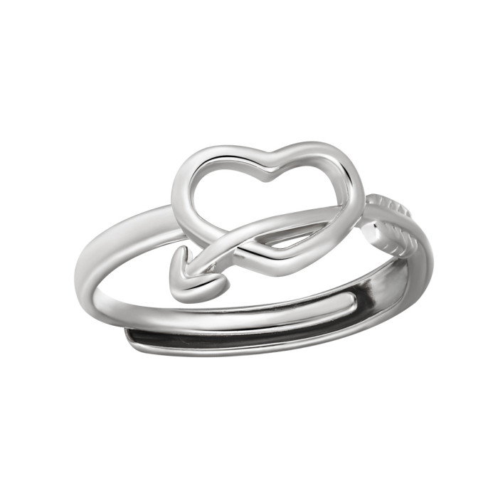 Korean Fashion Trend Simple Personality Heart Shape Ring Ins Niche Open Design Titanium Steel Gold Plated Ring