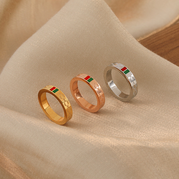 French New Style INS Retro Niche Design High-end CC Ring Fashionable Personality Versatile Titanium Steel Index Finger Ring