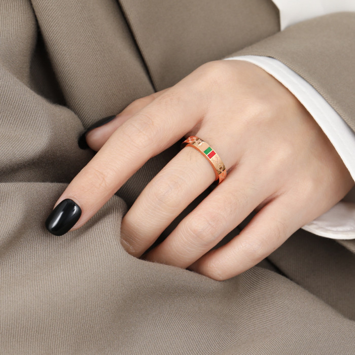 French New Style INS Retro Niche Design High-end CC Ring Fashionable Personality Versatile Titanium Steel Index Finger Ring