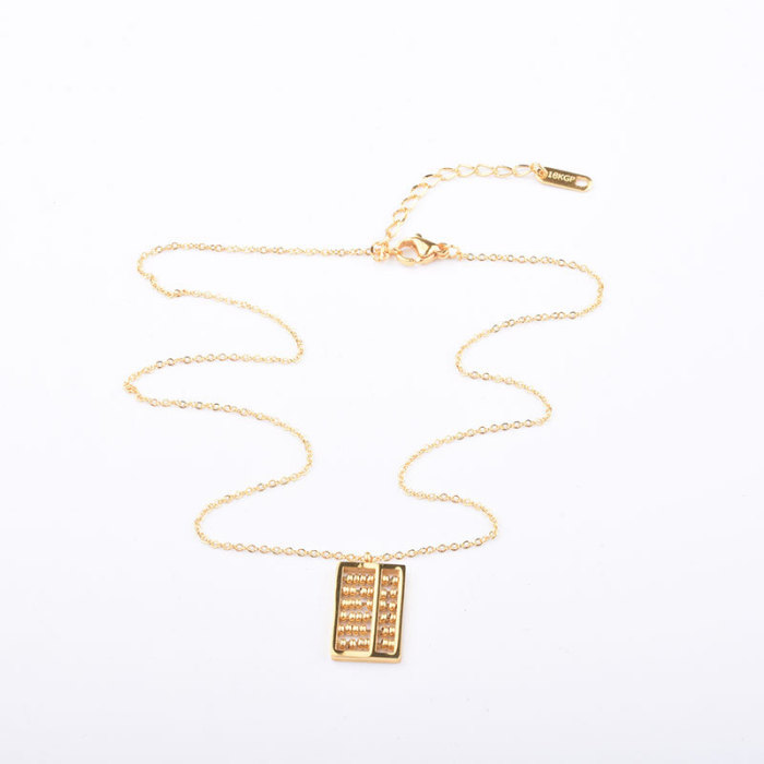 Chinese Style Wealth-Attracting Lucky Abacus Titanium Steel Necklace Electroplated 24K Gold Elegant Versatile Personality Collarbone Chain