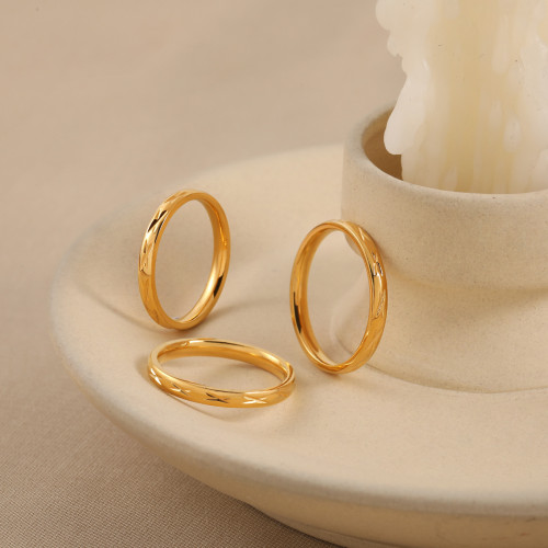 Korean Style INS New Ultra-Thin Crossed Diamond Pattern Embossed Ring Fashionable Personality Titanium Steel Gold-Plated Index Finger Ring