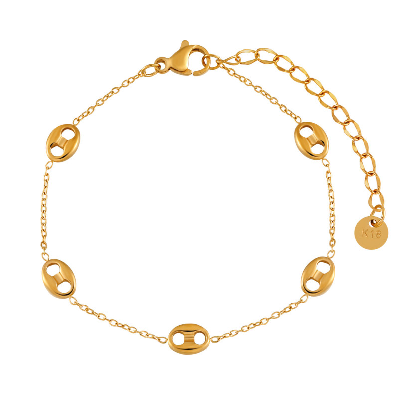 European and American INS Style Simple Color-Retaining O-Chain Pig Nose Chain Bracelet Titanium Steel PVD High-End Gold Jewelry