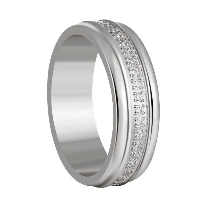 CNC Precision Crafted Circle Stone-Inlaid Ring INS Style Niche Stainless Steel 18K Gold Plated Fashion Trendy Ring