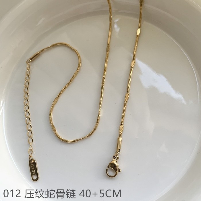 Cross Chain Box Chain Snake Bone Chain Embossed Chain Necklace Starry Sky Titanium Steel 24K Gold Plated Sunflower Collarbone Chain
