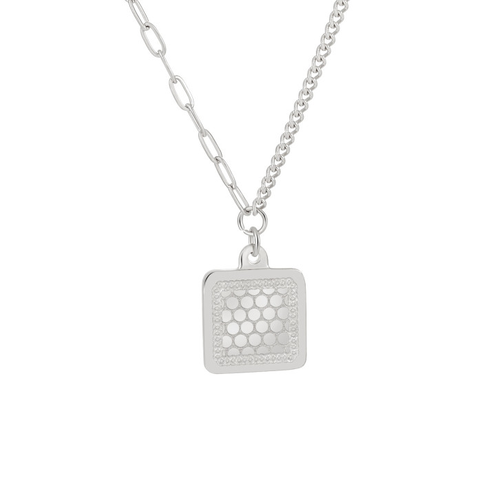Korean Style New Ins Niche Simple Elegant Honeycomb Square Pendant Necklace for Women Fashionable Personality Light L...