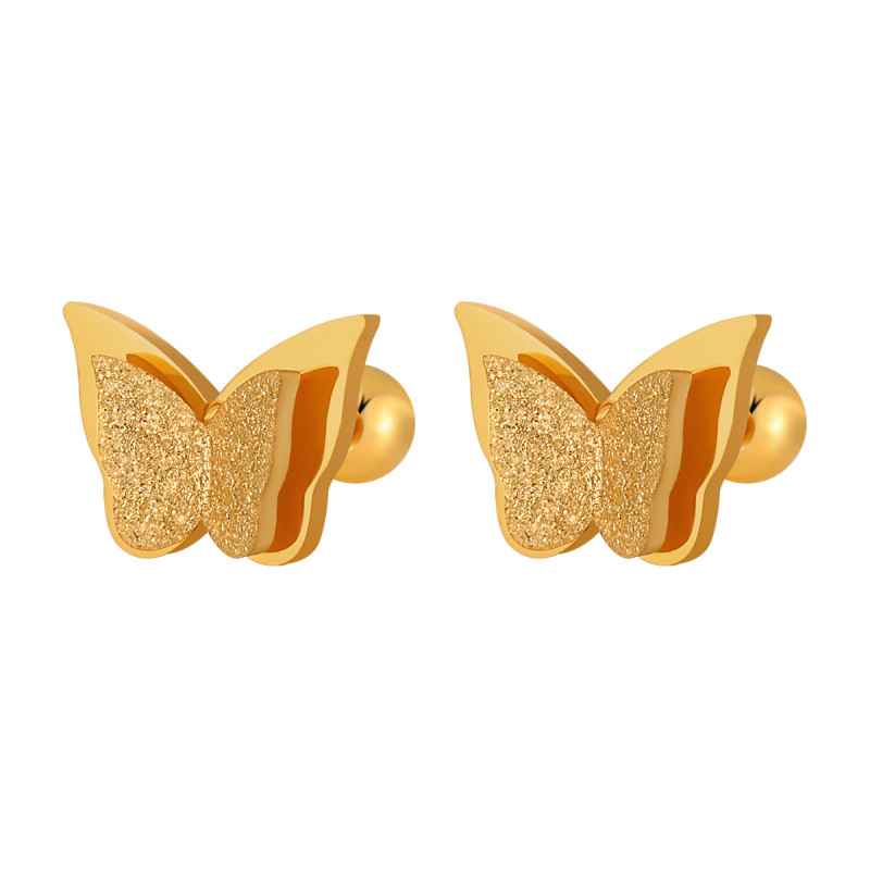 Korean Style New Ins Niche Fresh Sweet Butterfly Ear Bone Studs Fashionable Personality Simple Versatile Titanium Steel Earrings