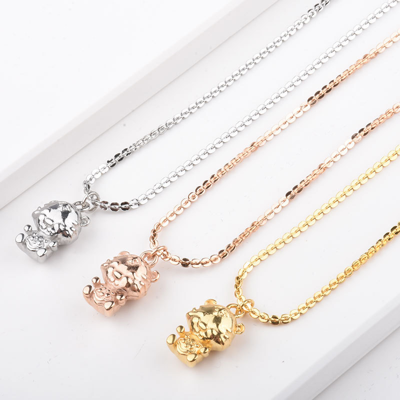 Zodiac Year Cast Little Tiger Pendant 18k Titanium Steel Necklace for Women Electroplated Non-Fading Collarbone Chain Snake Bone Chain