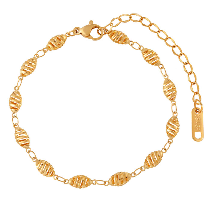 Hot-Selling Handmade Chain Hollow Leaf Olive Mesh Titanium Steel Bracelet Fashion Niche Personality Trendy Jewelry, N...