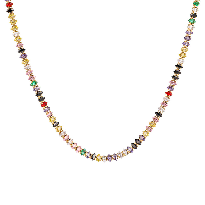 European and American Cross-Border INS Light Luxury Exquisite Personality Colorful Zircon Necklace Inlaid Jewelry Set Fashion Titanium Steel Bracelet