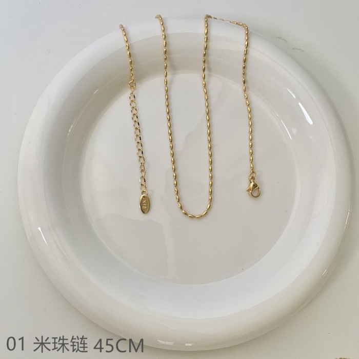 Cross Chain Box Chain Snake Bone Chain Embossed Chain Necklace Starry Sky Titanium Steel 24K Gold Plated Sunflower Collarbone Chain