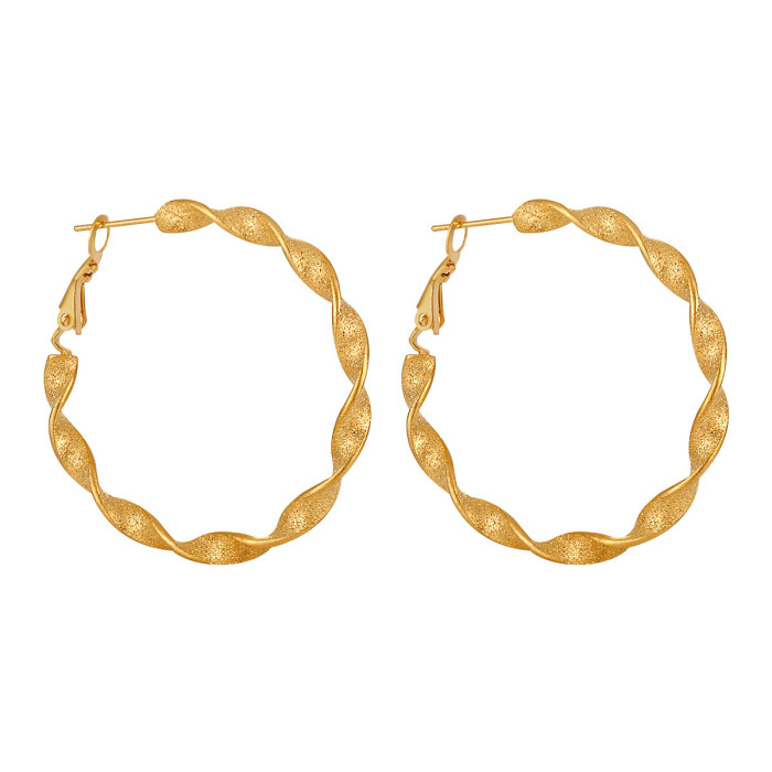 French Retro Fashion Simple Matte Twisted Wave Earrings for Women with Personality and High-end Feel Mobius Titanium...
