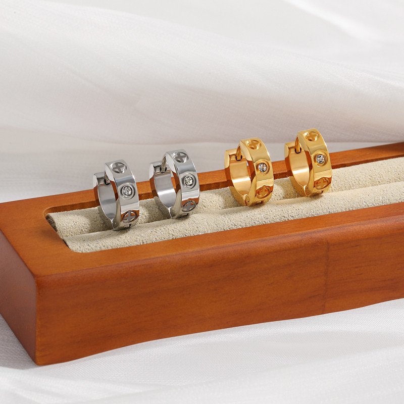 Korean Style Ins Light Luxury Niche Kajia LOVE Diamond-Encrusted Earrings Women's Fashion Personality Gold-Plated High-End Sense Ear Buckle