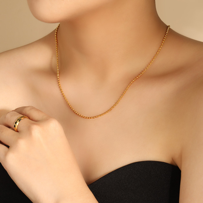 Cross-Border Hot-Selling Niche Design Simple 2.0 Wave Bead Chain Bare Chain Necklace Fashionable Personality Ins Style Titanium Steel Clavicle Chain
