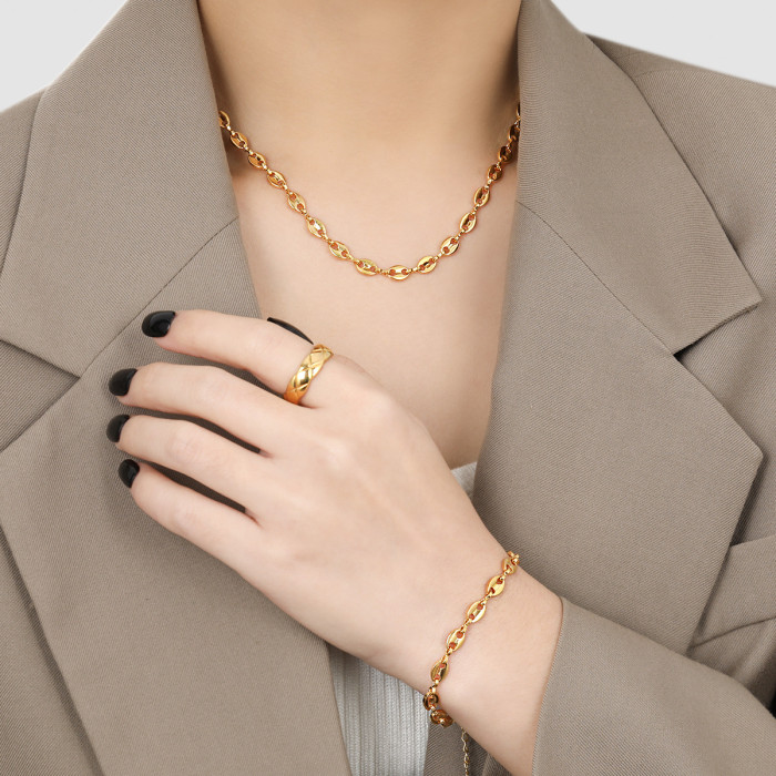 Fashion Cross-Border European and American Blogger Style Pig Nose Necklace Personality Gold-Plated Titanium Steel Bracelet Niche High-End Jewelry