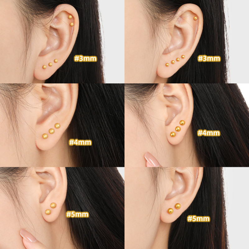 Korean Style Ins Niche Minimalist Multiple Layered Matte Glossy Bead Ear Bone Stud Fashionable Personality Titanium Steel Earrings