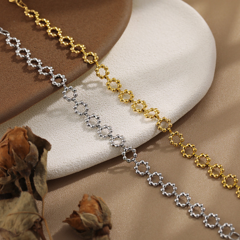 New Stainless Steel Donut Handmade Chain Women's European and American Niche Ins Style Bracelet PVD Gold Plated