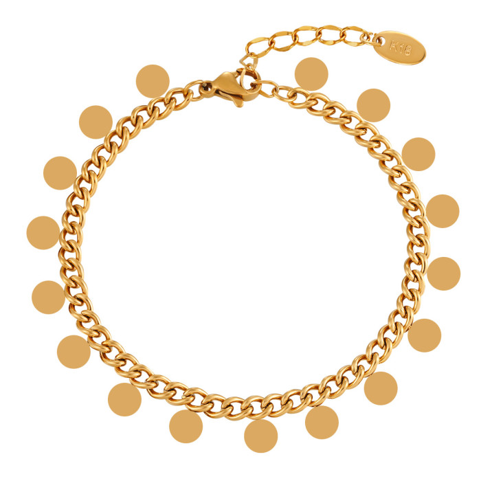 Star and Moon Round Bracelet for Women, Ins Style, High-End Fashion Titanium Steel PVD Gold Plated Jewelry