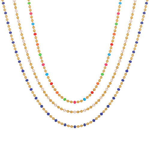 Bohemian Style Retro Elegant New Colorful Beaded Necklace for Women Fashionable Personality High-end Titanium Steel Collarbone Chain