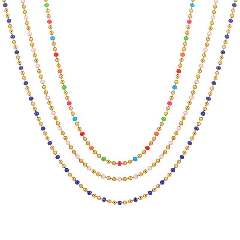 Bohemian Style Retro Elegant New Colorful Beaded Necklace for Women Fashionable Personality High-end Titanium Steel Collarbone Chain
