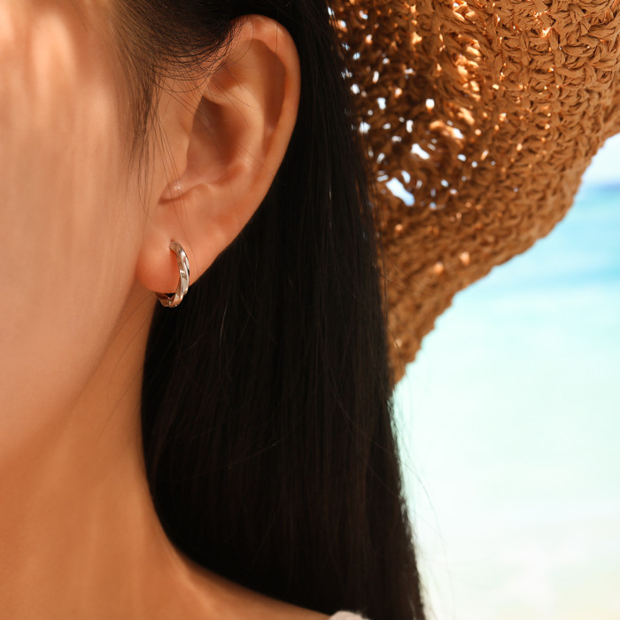 Fashion Möbius Twist Braided Earrings for Women, High-End Luxury, Simple Niche Ins Style Titanium Steel Ear Jewelry