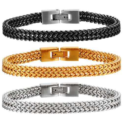 European and American Trend Hip-Hop Jewelry Stainless Steel Dragon Bone Chain Bracelet Minimalist Style Unisex Versatile Accessory Gold-Plated Hand Jewelry