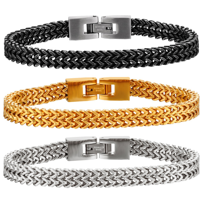 European and American Trend Hip-Hop Jewelry Stainless Steel Dragon Bone Chain Bracelet Minimalist Style Unisex Versatile Accessory Gold-Plated Hand Jewelry
