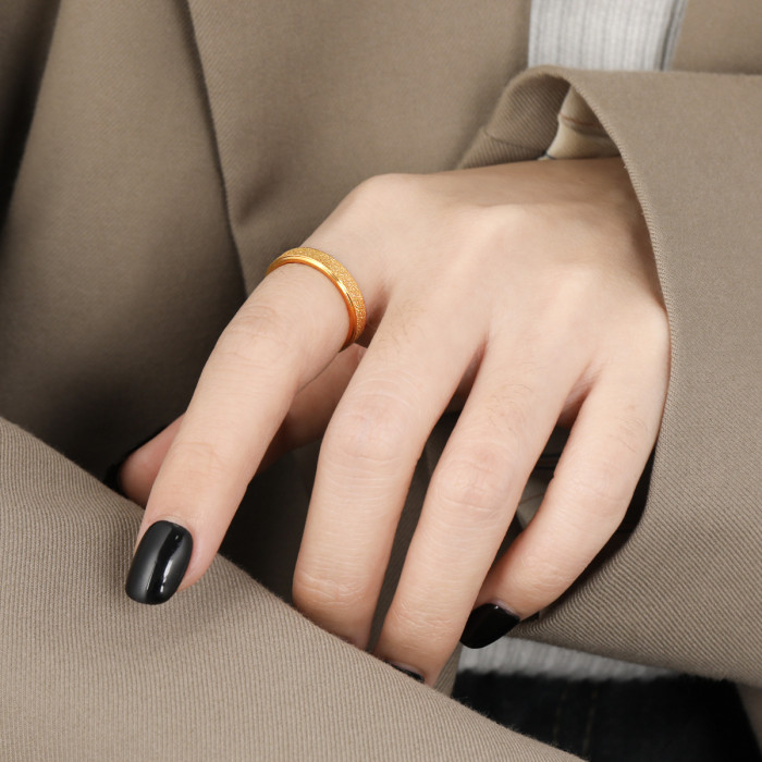Korean Style New Niche Design Ins Style 4MM Frosted Titanium Steel Ring Female fashion easiest for match Personality High Sense Ring