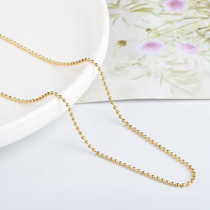 1.5MM Hollow Round Bead Chain Necklace for Women, Electroplated 18K Gold, Personalized Sexy Collarbone Chain, Thin Chain for Pendants and Accessories