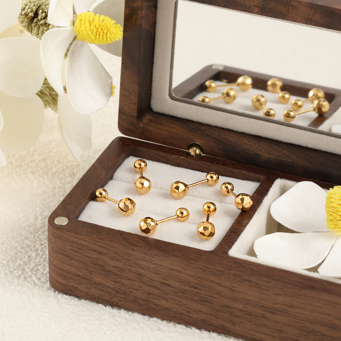 Twist Screw Design Faceted Rhombus Bead Ear Bone Studs for Ear Piercing, No Need to Remove While Sleeping, Titanium S...