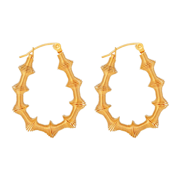 Niche Design INS European and American Style Exaggerated Spring Bamboo Joint Earrings Light Luxury High-end Titanium Steel Earrings for Women
