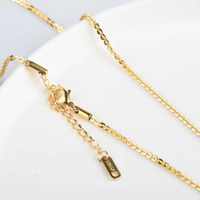 Titanium Steel Non-Fading O-Chain Women Korean Ins Personality Simple Oval Necklace Plain Chain Clavicle Chain Access...