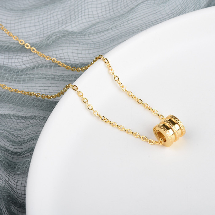 Korean Style Small Waist Necklace Ins Minimalist Style Niche 24K Gold Plated Collarbone Chain Pendant Titanium Steel...