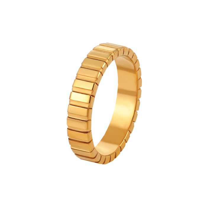 European and American INS Minimalist Cool Style Striped Checkered Ring for Women Titanium Steel Non-Fading High-End Design Index Finger Ring